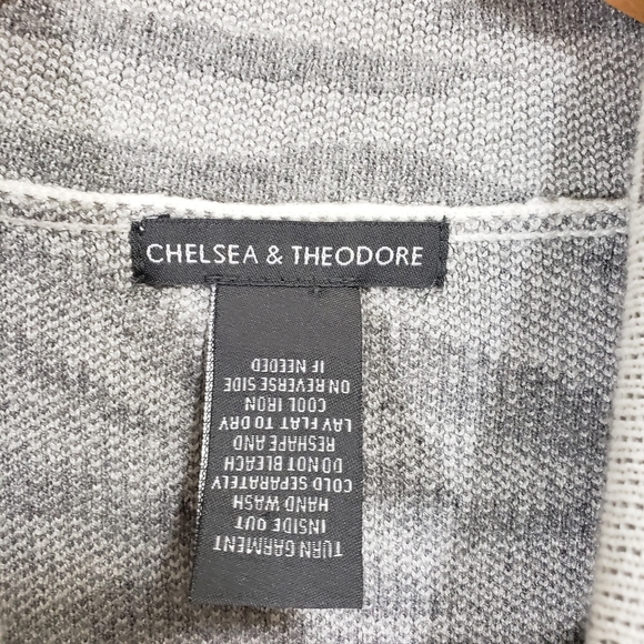 Chelsea & Theodore striped mock turtleneck sweater with pink trim - Picture 3 of 7